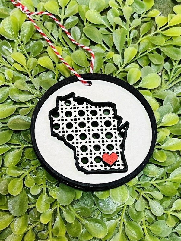 Rattan State Ornament with Heart