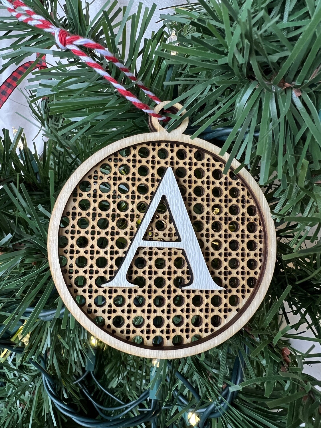 Rattan Initial Ornament Gift Tag