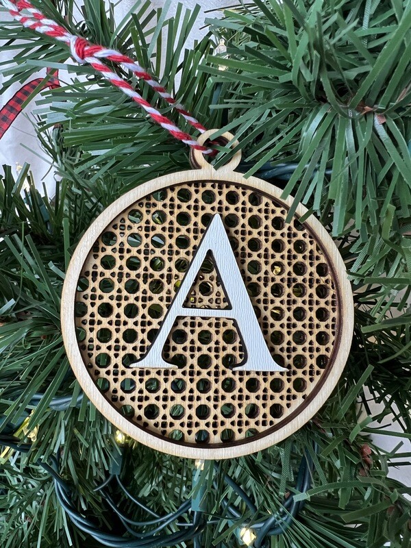 Rattan Initial Ornament Gift Tag