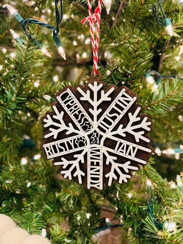 Family Names Or Words Snowflake Ornament