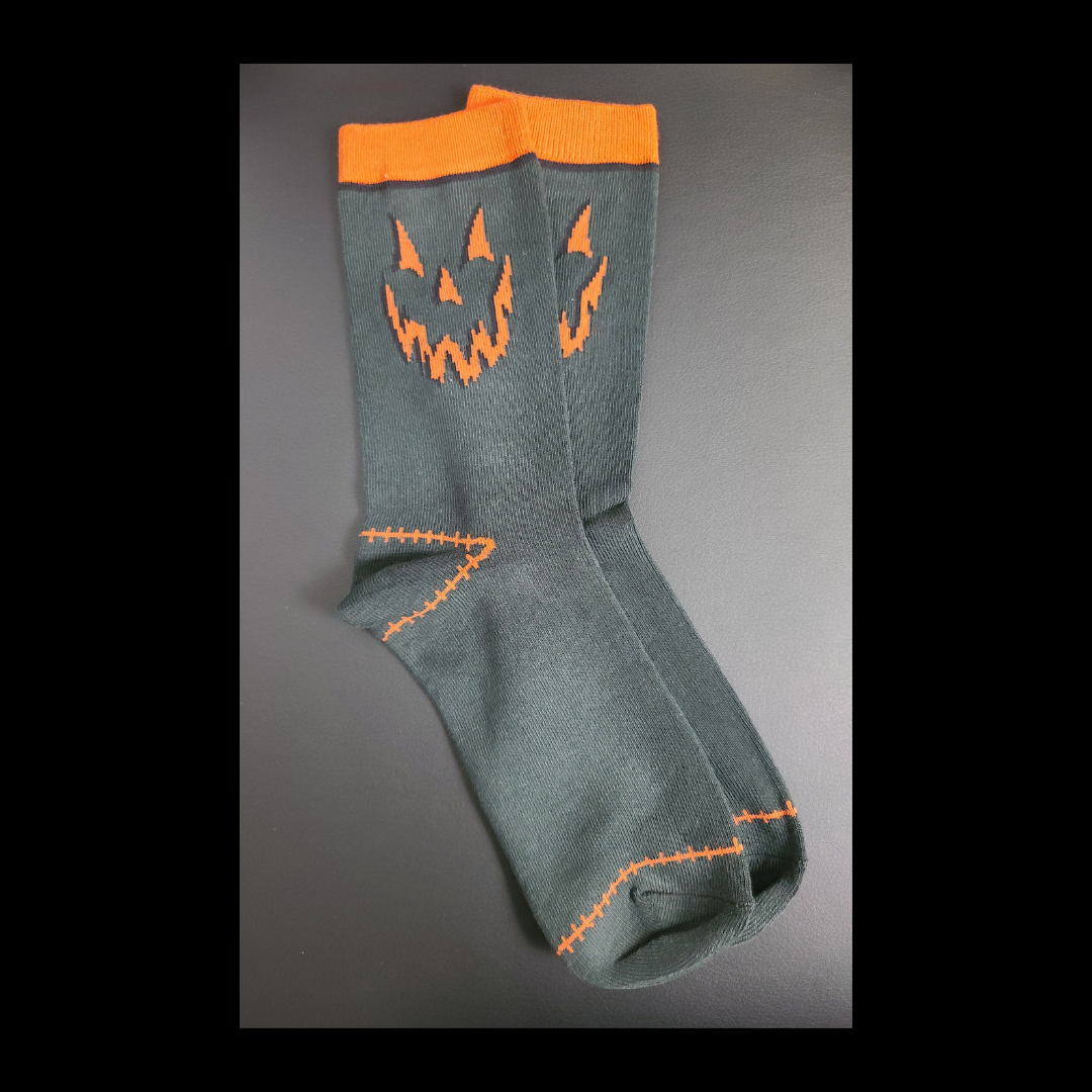 Grey Jack-O-Latern Socks