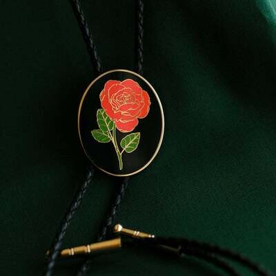 Rose Enamel Bolo Tie