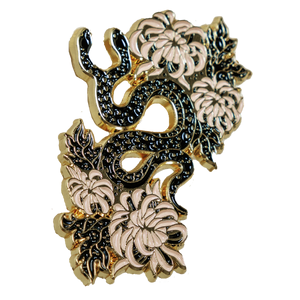 Snake & Chrysanthemum Pin