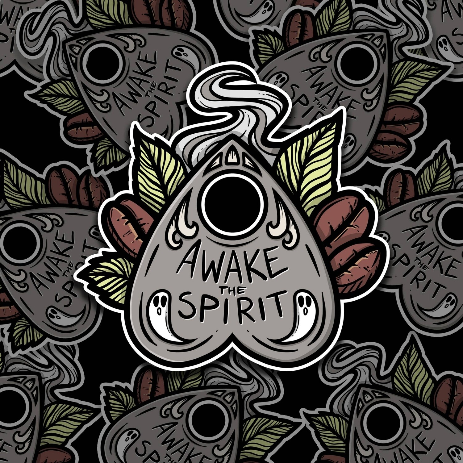 "Awake The Spirit" Coffee Bean Planchette Sticker