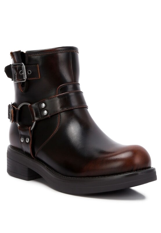 Allux Brushed Pin Buckle Boots