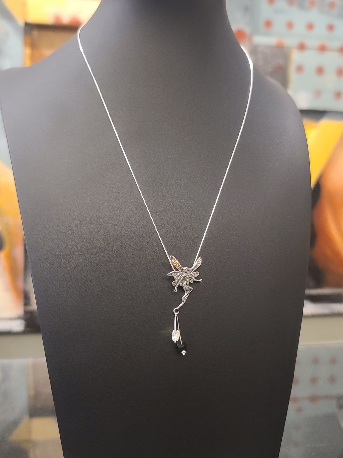 Sterling Silver Fairy With Austrian Crystal Butterfly Necklace