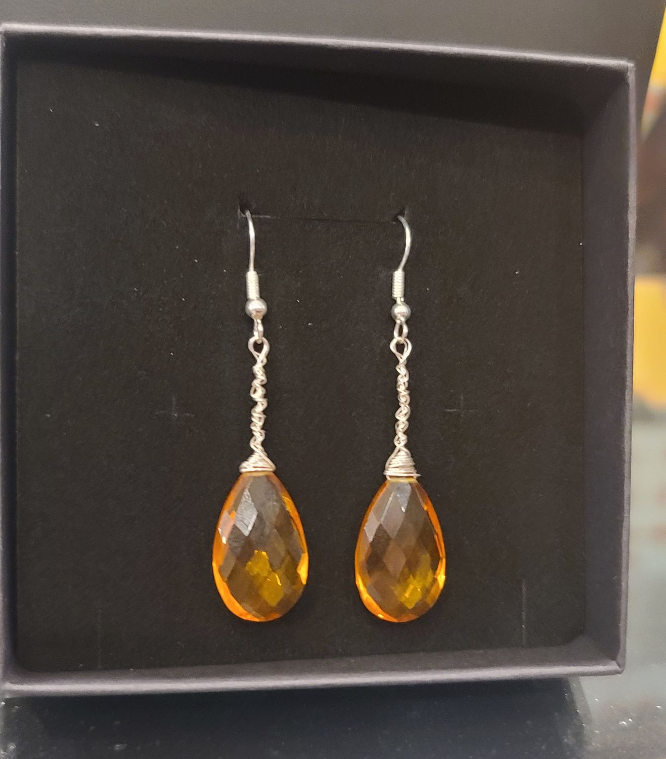 Citrine Drop Earrings Sterling