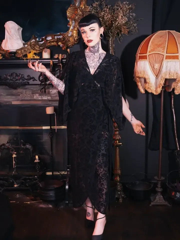 Midnight Garden Wrap Dress