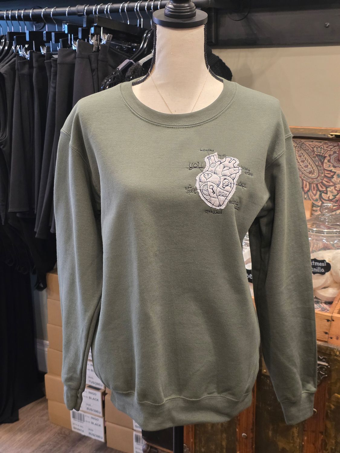 Cross My Heart Sweatshirt In Olive
