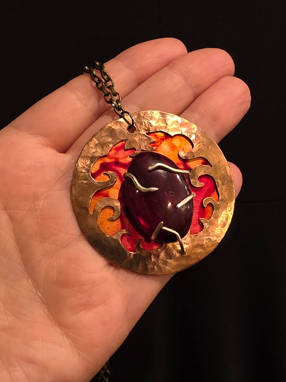 Glazed Labradorite Dragons Egg Necklace 
