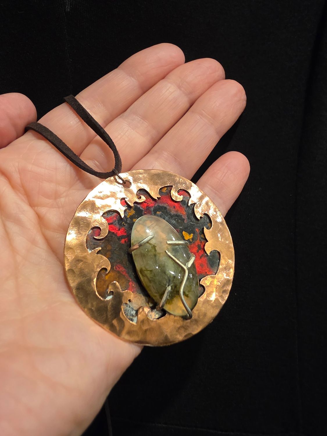 Moss Agate Dragons Egg Necklace
