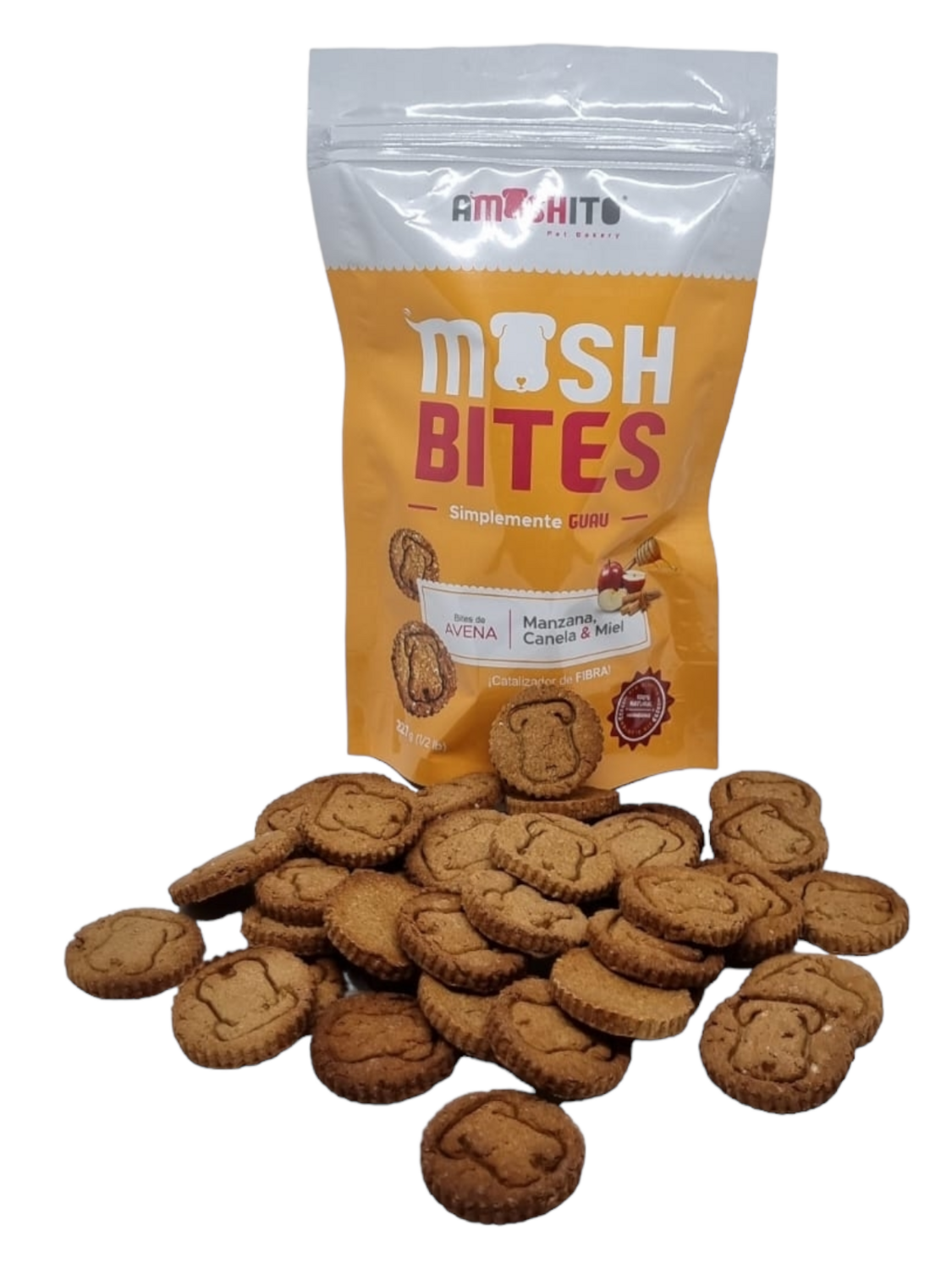 Mosh Bites de Manzana, canela y miel, presentación de 227g
