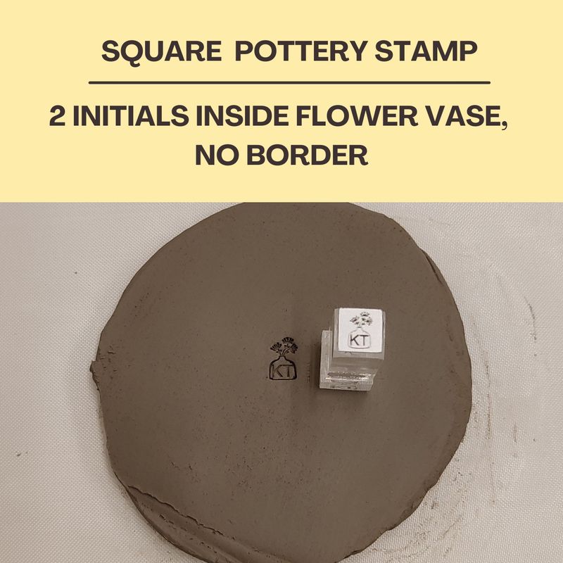 Square Acrylic Stamp With 2 Initials &amp; Image, 6 Different Size Options