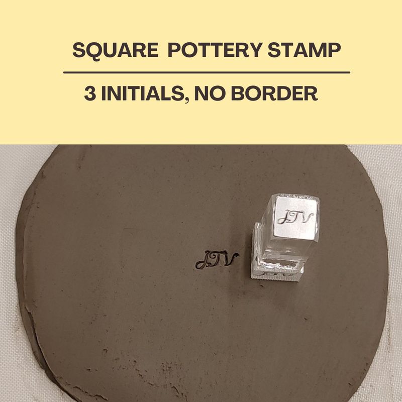 Square Acrylic Stamp With 3 Initials, 6 Different Size Options