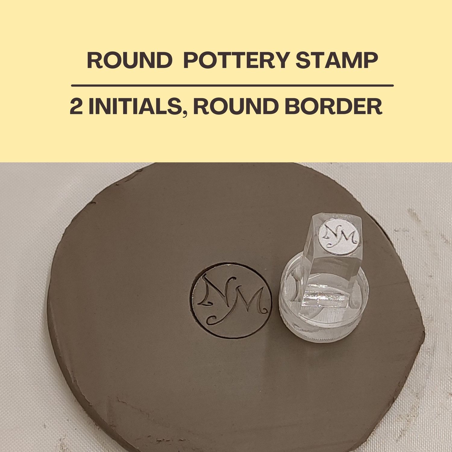 Round Acrylic Stamp With 2 Initials, 6 Different Size Options