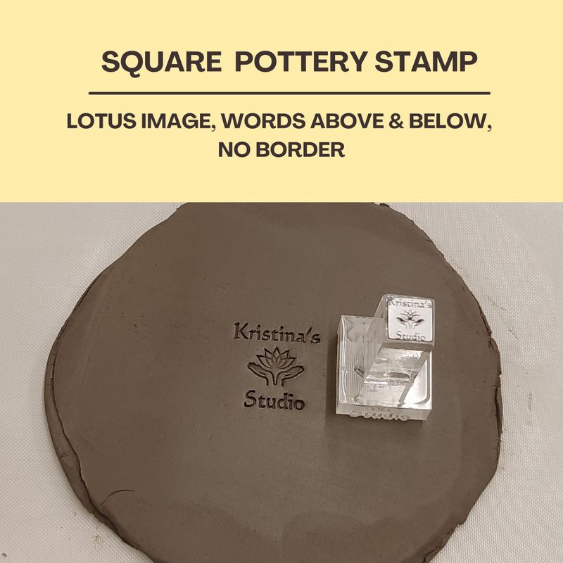 Square Acrylic Stamp With 2 Words &amp; Image, 6 Different Size Options