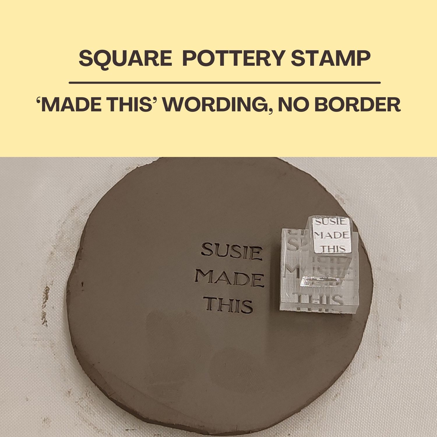 Square Acrylic Stamp With 3 Words, 6 Different Size Options