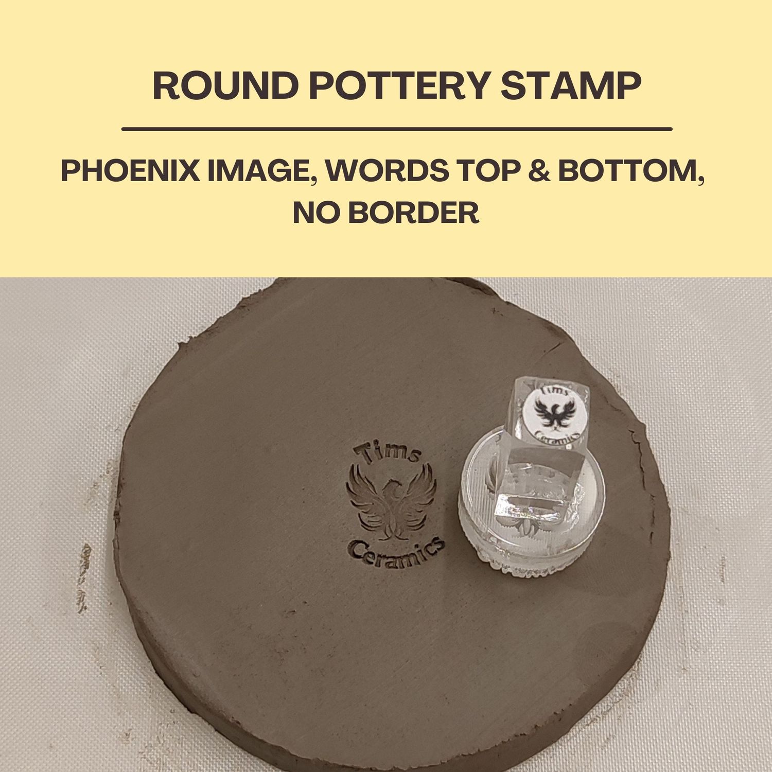Round Acrylic Stamp With 2 Words &amp; Image, 6 Different Size Options