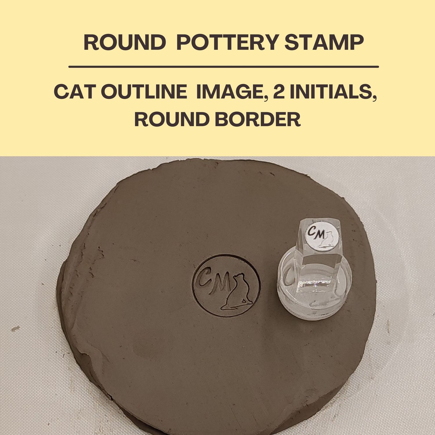 Round Acrylic Stamp With 2 Initials &amp; Image, 6 Different Size Options