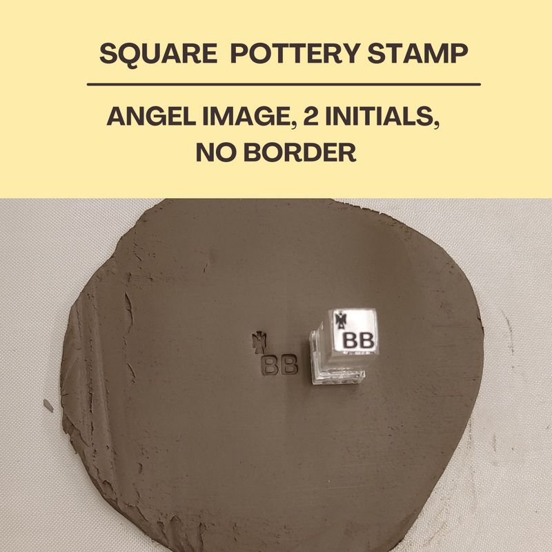 Square Acrylic Stamp With 2 Initials &amp; Image, 6 Different Size Options