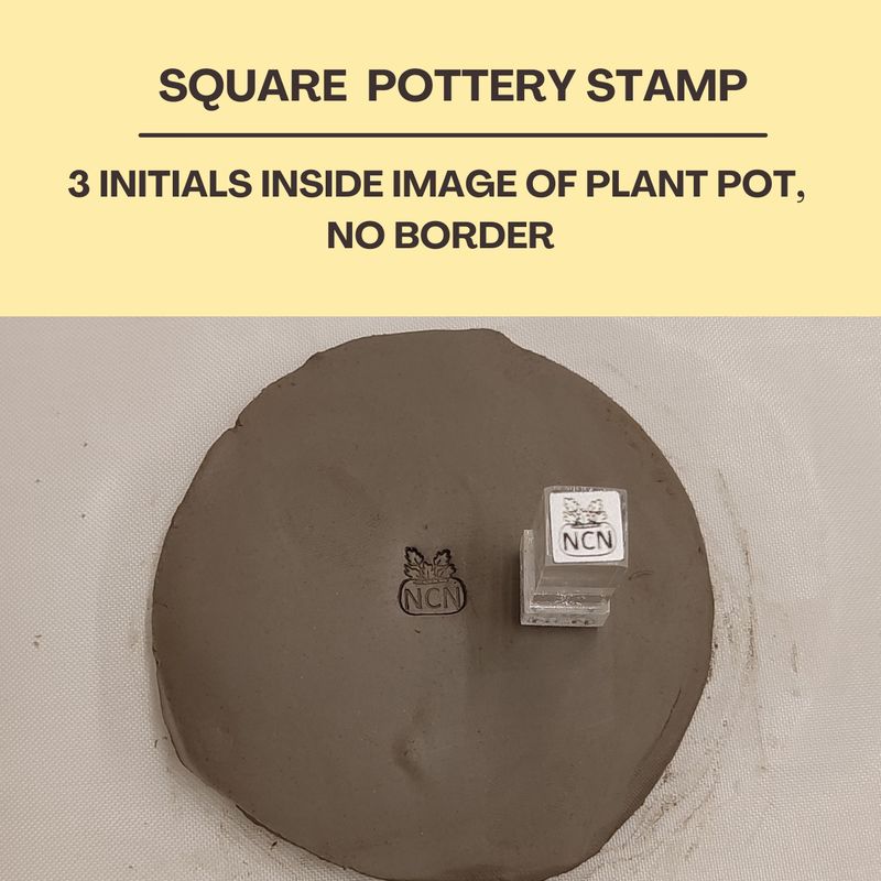 Square Acrylic Stamp With 3 Initials &amp; Image, 6 Different Size Options