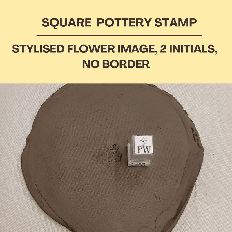 Square Acrylic Stamp With 2 Initials &amp; Image, 6 Different Size Options