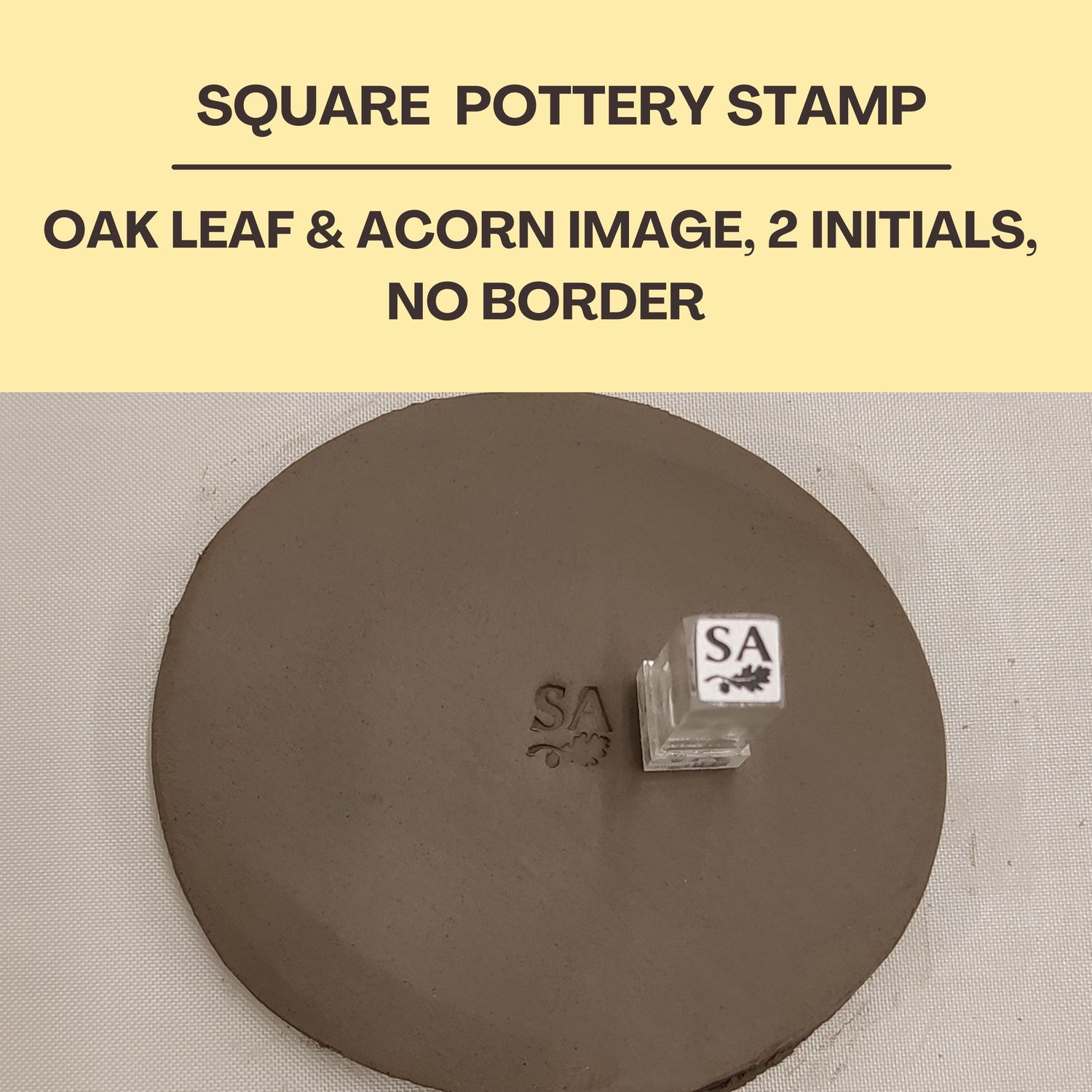 Square Acrylic Stamp With 2 Initials &amp; Image, 6 Different Size Options