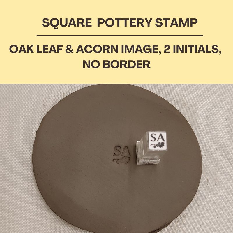 Square Acrylic Stamp With 2 Initials &amp; Image, 6 Different Size Options