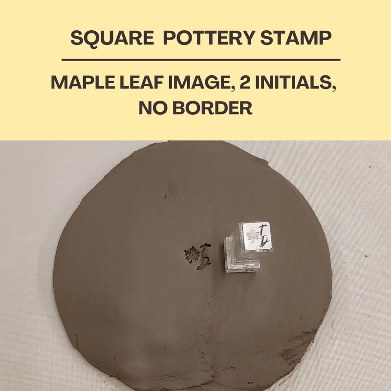 Square Acrylic Stamp With 2 Initials &amp; Image, 6 Different Size Options