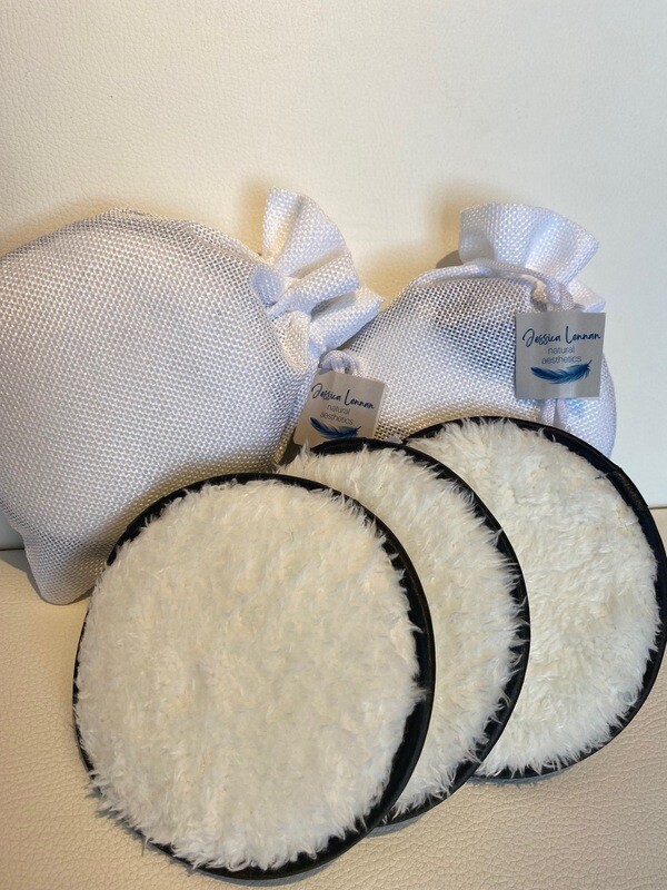Facial Cleansing Puffs.  Set of 3. Comes with washable draw-string bag