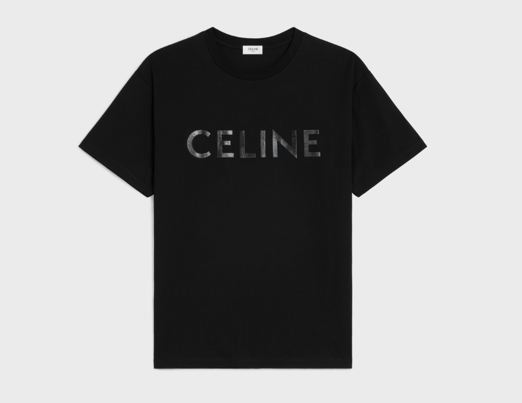 Mens Celine Black Label Logo T-Shirt