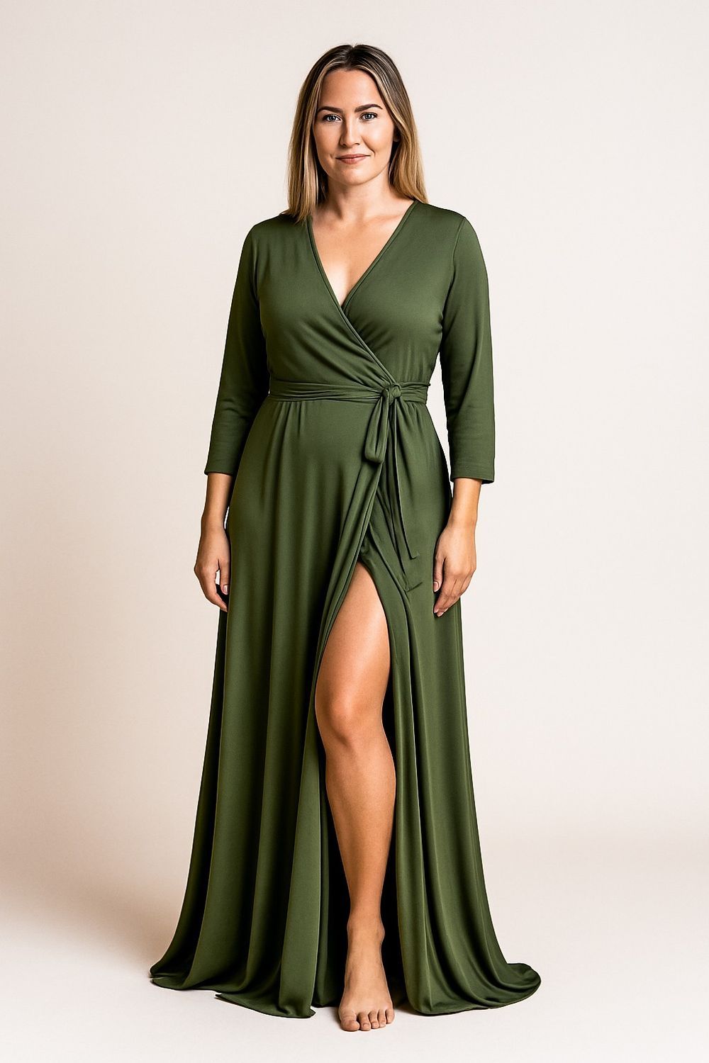 emerald green sparkly bridesmaid dress Gretta Wrap Dress – Daniela Corte main image 1