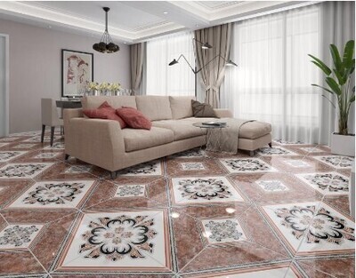 $8.990 M2 CERAMICA GEOMETRIC MARRON  45X45 CMS       CAJA 2,32M2