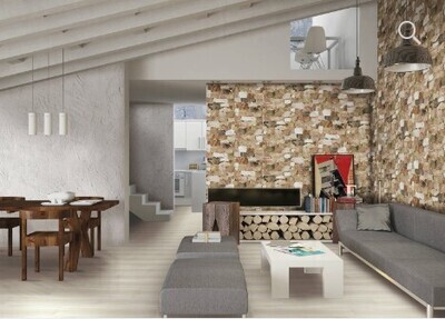 $ 17.990 M2 FACHALETA GRES PORCEL. PETRA MIX BRILLO 34X50 CMS  CAJA 1,19 M2