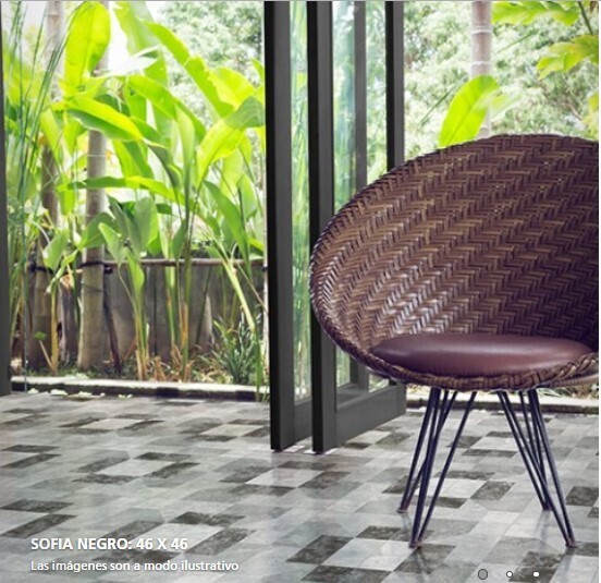 $ 7.990 M2 CERAMICA SOFIA NEGRO 46X46 CMS  CAJA 2.58 M2