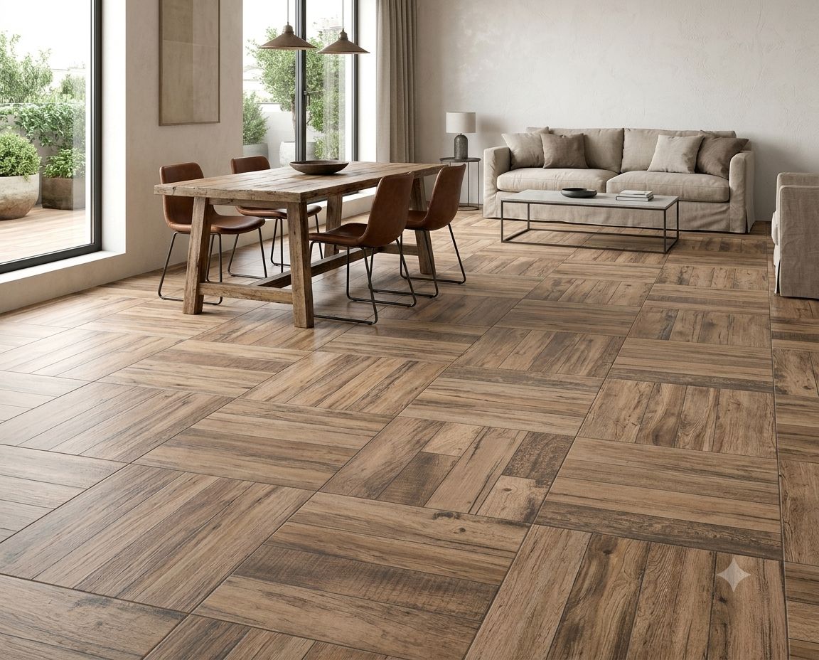 $ 8.990 M2 CERAMICA BILOBA MARRON 51X51 CMS CAJA 2,08 M2