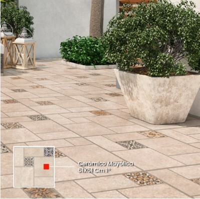 $8.990 M2 CERAMICA MAYOLICA BEIGE 51X51 CMS  CAJA 2,08M2