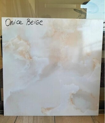 $ 14.990 M2 GRES PORCELANICO BRILLANTE ONICE BEIGE 60X60 CMS  CAJA 1.44 M2