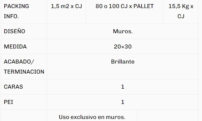 $ 7.490 M2   CERAMICA   AZULEJO BLANCO                      20X30 CMS                     CAJA 1.5 M2