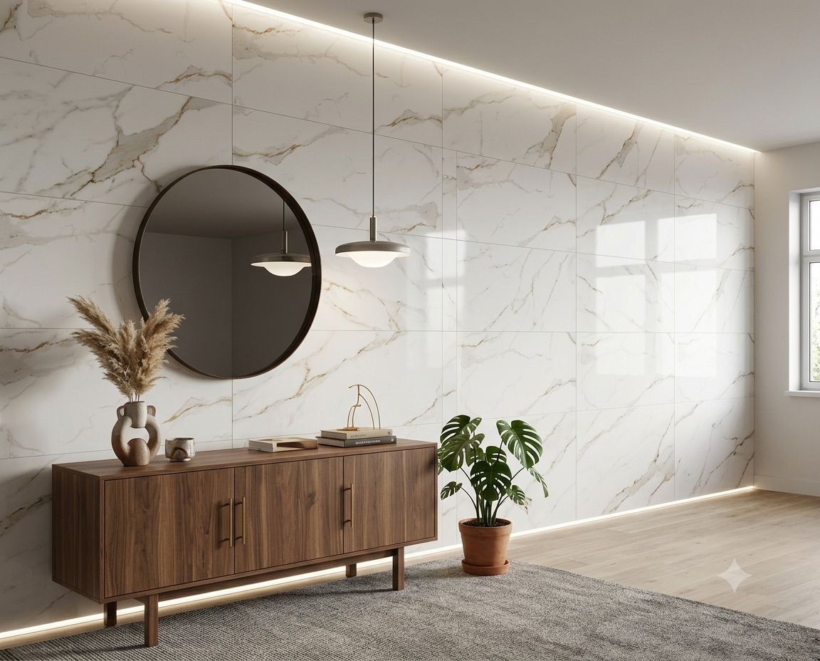 $8.990  M2 CERAMICA RECT. MARMO BIANCO  32X59 CMS                                     CAJA 2.3 M2