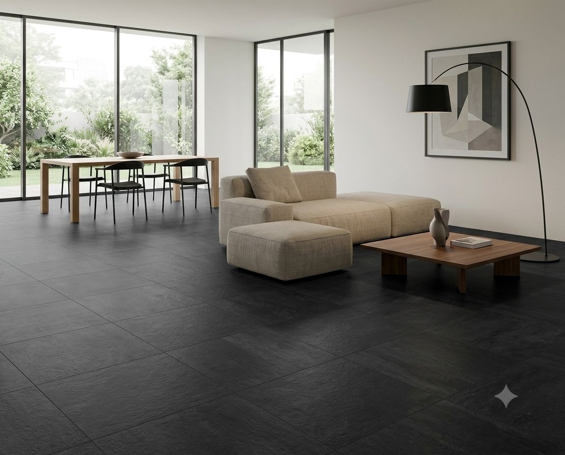 $8.990  M2 CERAMICA PORTLAND NEGRO 51X51 CMS                                                  CAJA 2.08 M2