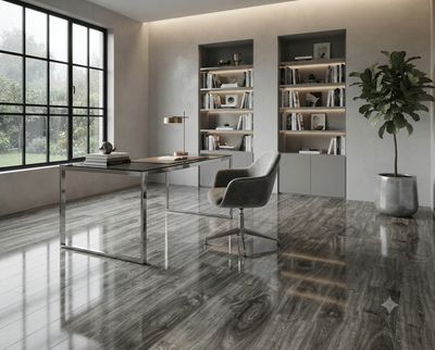 $15.990 M2 PISO FLOTANTE BRILLANTE 8.3 MM GRIS CENIZA 19.8 CM X 1,22 MT CAJA 3.14 M2