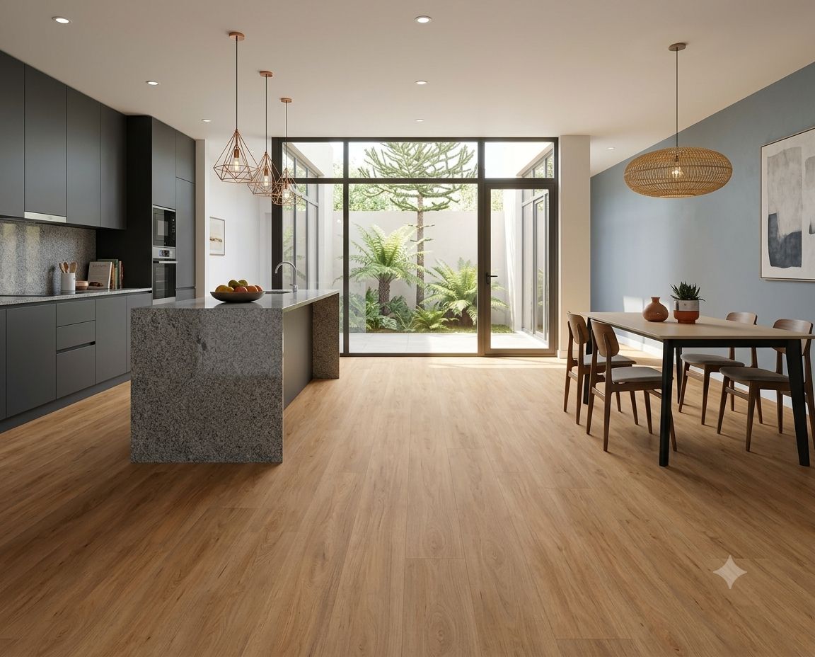 $13.990 M2 SPC  OAK BEIGE 5.5 MM  19 CM X  1.22 MT CAJA 2,24 M2