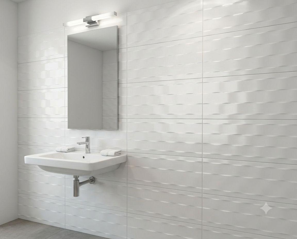 $7.990 M2 CERAMICA BLANCO OLAS 25X40 CMS CAJA 1.5 M2