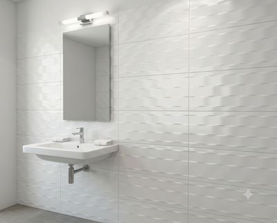 $7.990 M2 CERAMICA BLANCO OLAS 25X40 CMS CAJA 1.5 M2