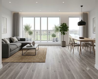 $13.990 M2 SPC OAK LIGHT GREY  5.5 MM 19 CM X  1.22 MT CAJA 2,24 M2