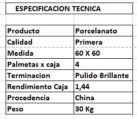 $14.990 M2  PORCELANATO PULIDO AUSTRAL 60X60 CMS  CAJA 1,44 M2