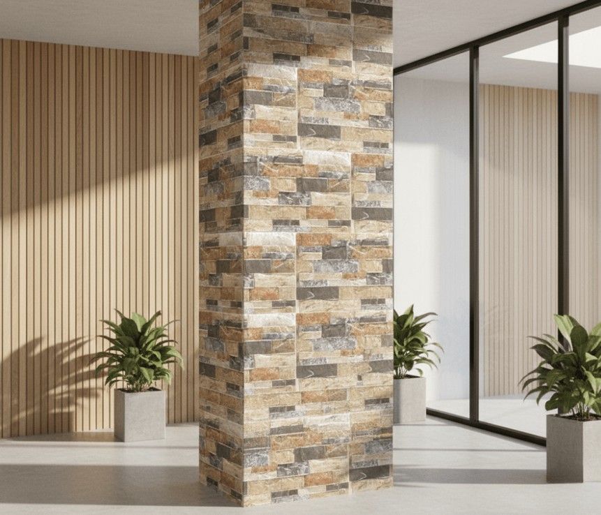 $ 12.990 M2 FACHALETA GRES FLANDES CALIZA MATE  25X50 CMS  CAJA 1,50 M2