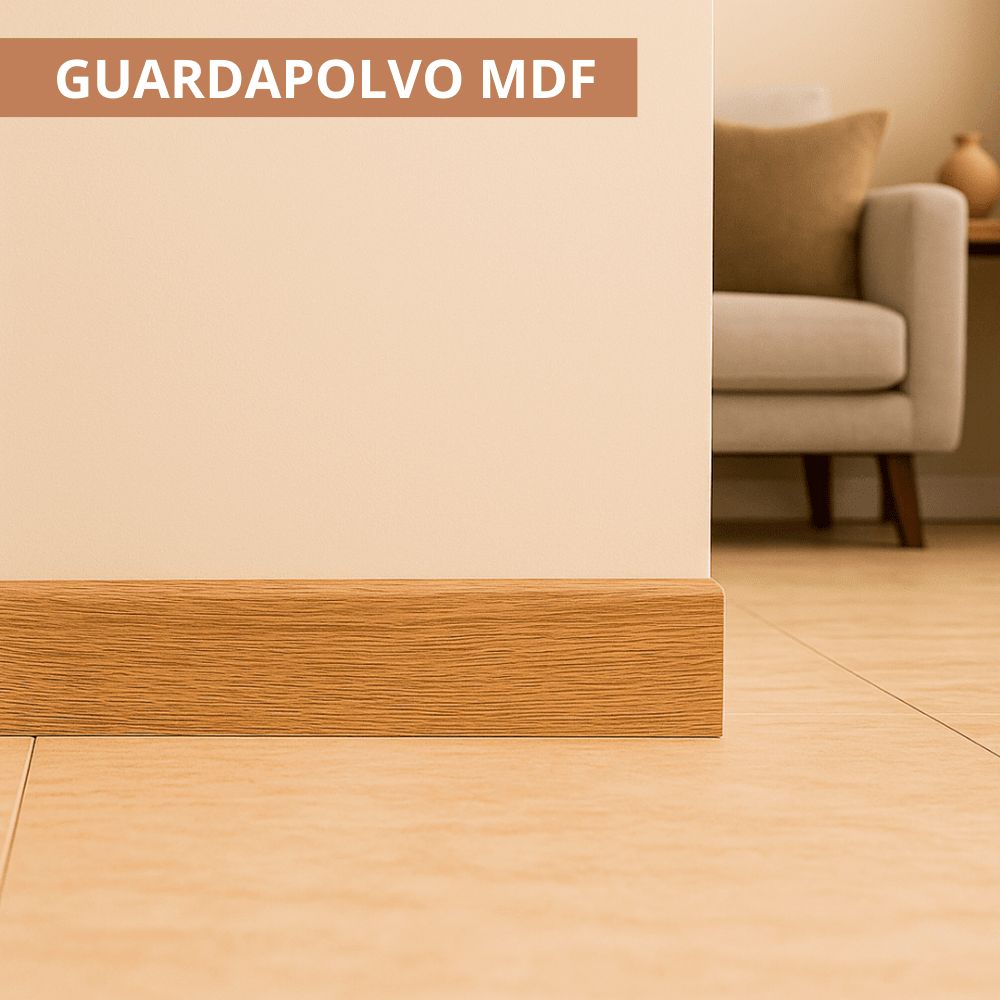 $ 4.990  TIRA GUARDAPOLVO MDF  7 MM X 1.2 CMS  X 2.4 MT FOLIO ROBLE