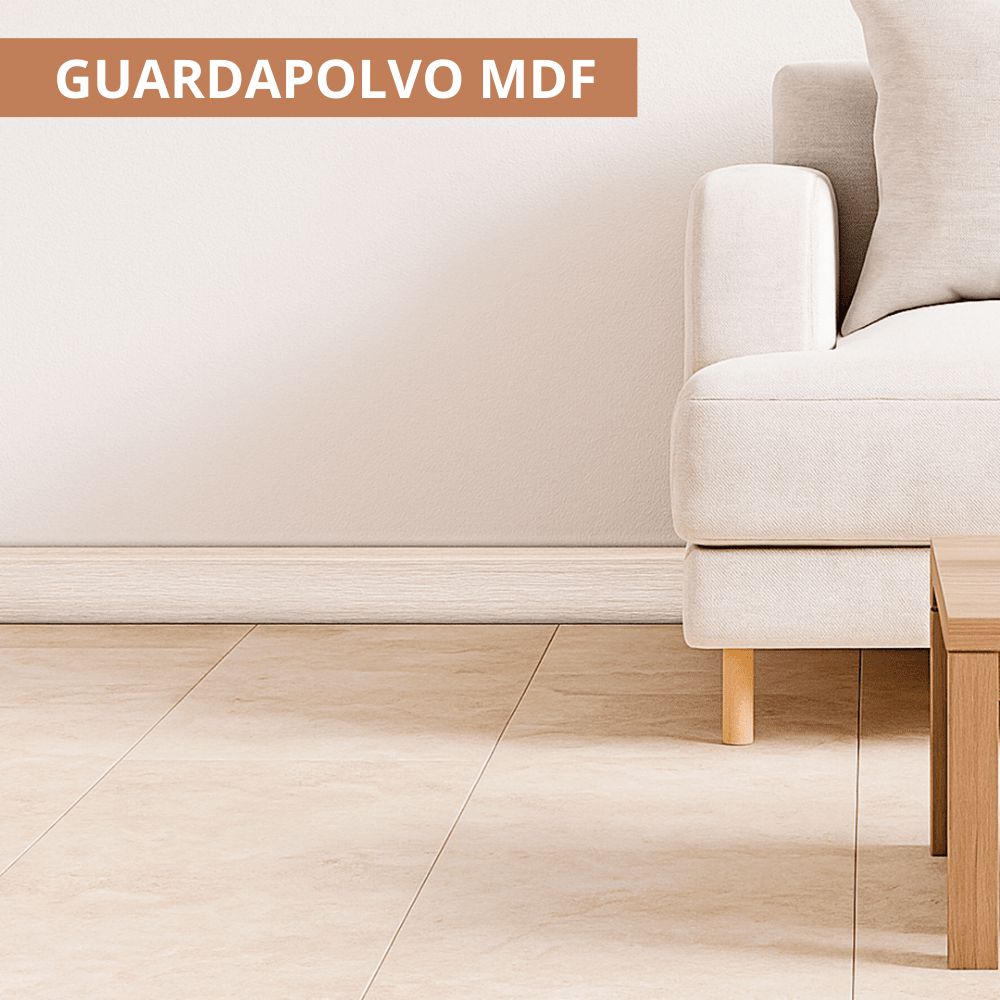 $ 4.990  TIRA GUARDAPOLVO MDF  7 MM X 1.2 CMS  X 2.4 MT FOLIO AVELLANA